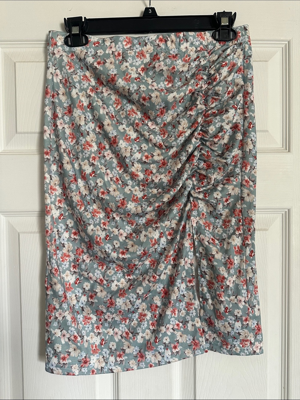 SHEIN Floral Midi Skirt in Sage and Coral